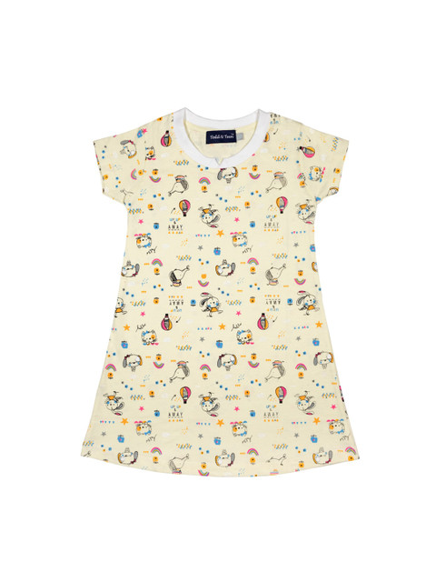 

Todd N Teen Cream-Coloured Printed Nightdress
