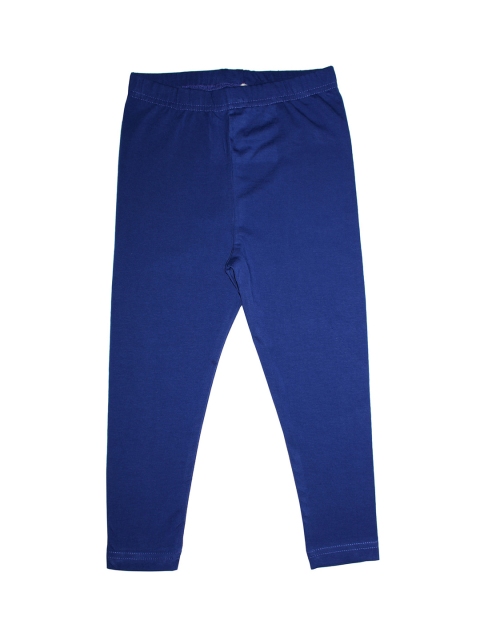 

KiddoPanti Girls Blue Solid Ankle-Length Leggings