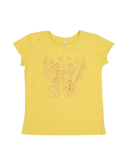 

POPPERS by Pantaloons Girls Yellow & Gold-Coloured Printed Round Neck T-shirt