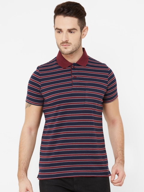 

Sweet Dreams Men Navy Blue & Red Striped Polo Collar T-shirt