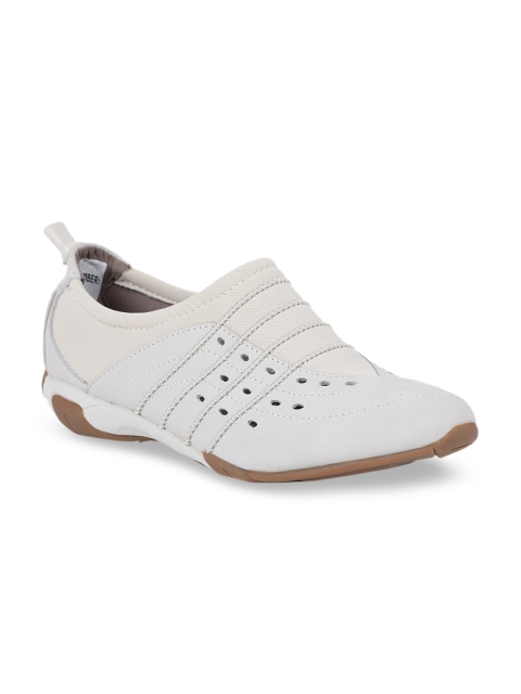 

Hush Puppies Women Beige Leather Slip-On Sneakers