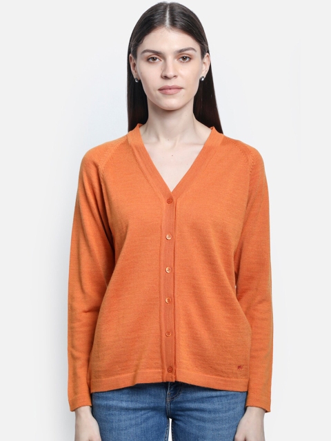 

Monte Carlo Women Orange Solid Cardigan Sweater