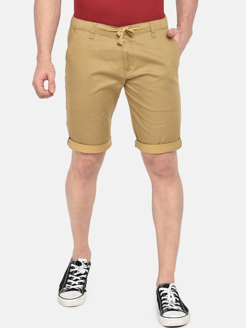 

beevee Men Khaki Striped Regular Fit Regular Shorts