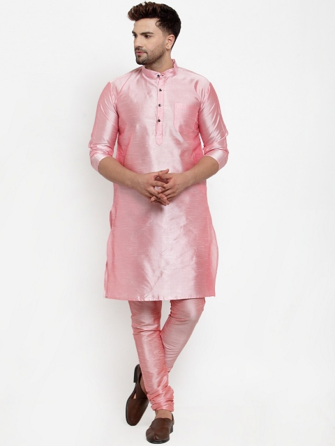 

Benstoke Men Pink Solid Kurta with Pyjamas