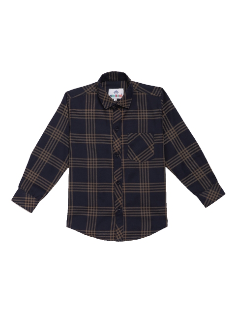

Kidling Boys Navy Blue & Brown Classic Regular Fit Checked Casual Shirt