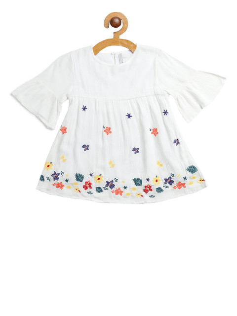 

Pepe Jeans Girls White Embroidered A-Line Top