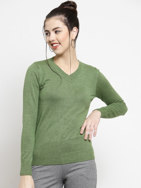 

Global Republic Women Olive Green Solid Pullover Sweater