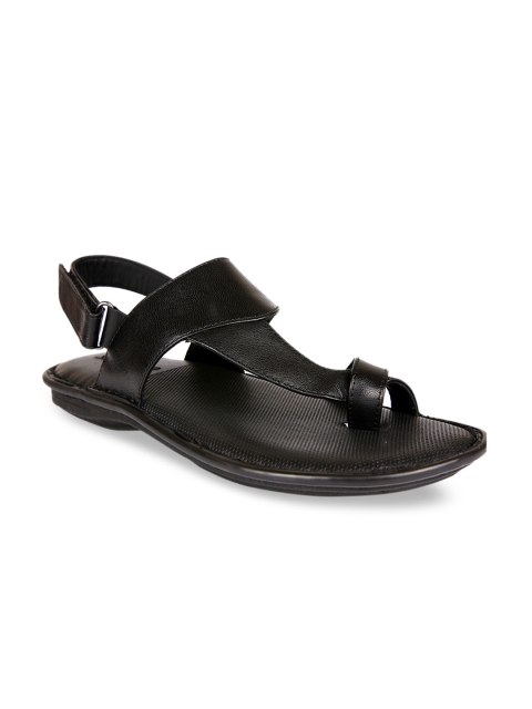 

San Frissco Men Black Leather Comfort Sandals