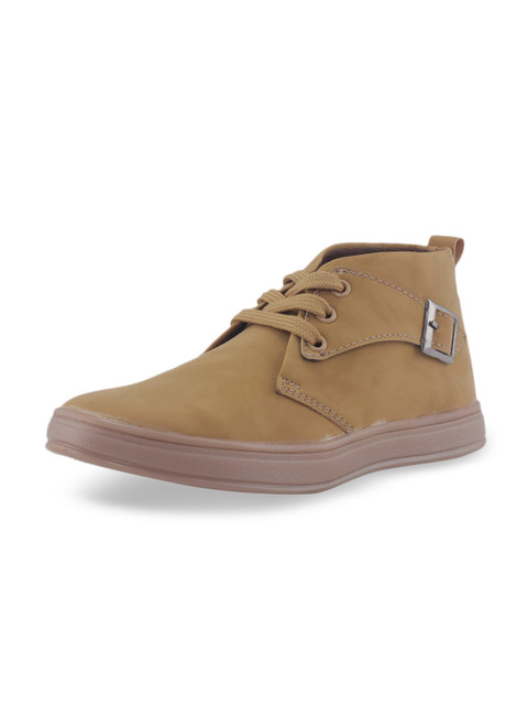 

Khadims Boys Tan Brown Solid Synthetic Mid-Top Flat Boots