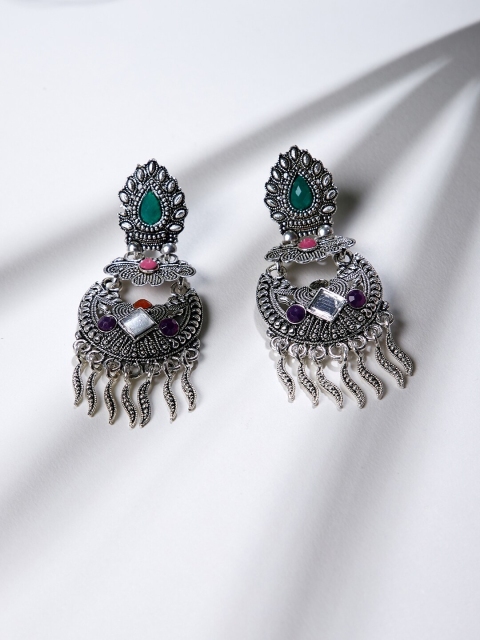 

ZeroKaata Silver-Plated Crescent Shaped Drop Earrings
