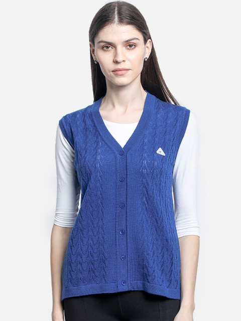 

Monte Carlo Women Blue Cable Knit Cardigan Sweater