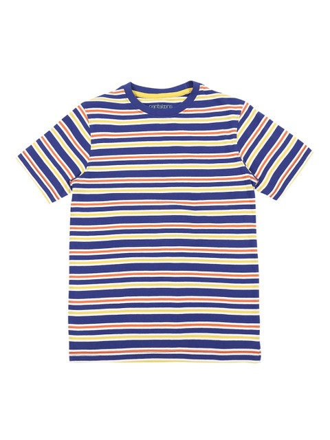 

POPPERS by Pantaloons Boys Navy Blue Striped Round Neck Pure Cotton T-shirt