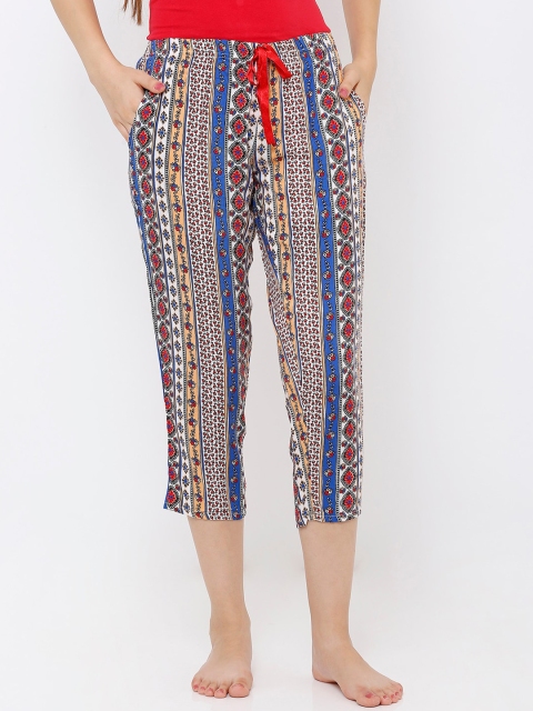 

Heart 2 Heart Women Red & Blue Printed Celeste Lounge Capris LC74NCELER