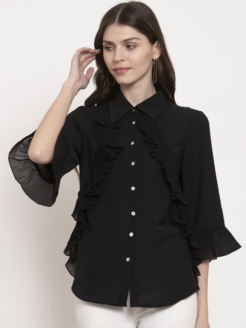 

Global Republic Women Black Regular Fit Solid Casual Shirt