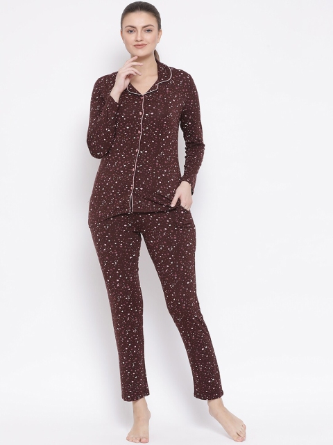 

Kanvin Women Brown & White Printed Night Suit MJKAW20446B