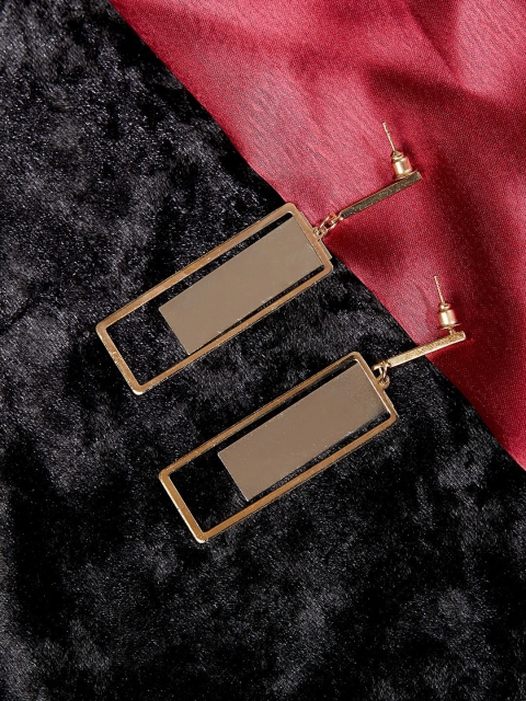 

ZeroKaata Gold-Plated & Grey Handcrafted Geometric Drop Earrings