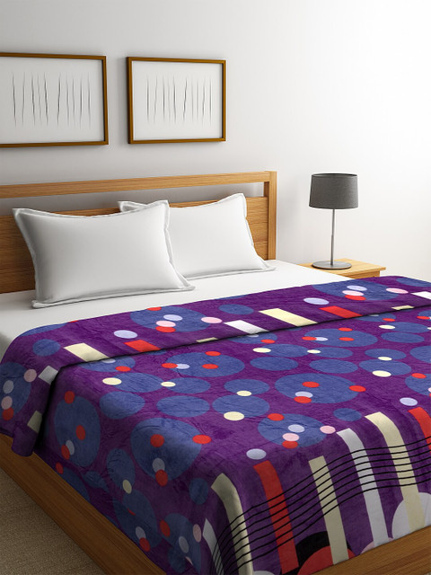 

NEUDIS Purple & Red Geometric AC Room 233 GSM Double Bed Blanket