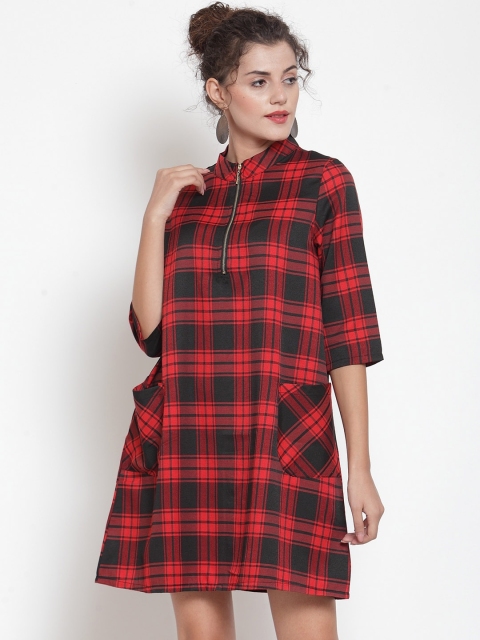 

Global Republic Women Red & Black Checked A-Line Dress
