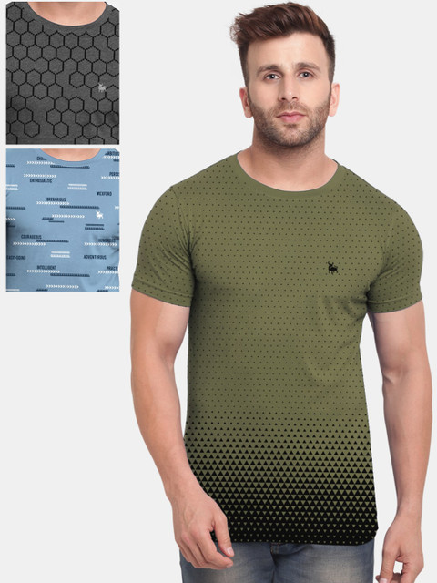 

BULLMER Men Multicoloured Pack of 3 Printed T-shirt, Multi