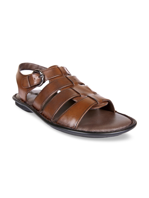 

San Frissco Men Brown Leather Fisherman Sandals