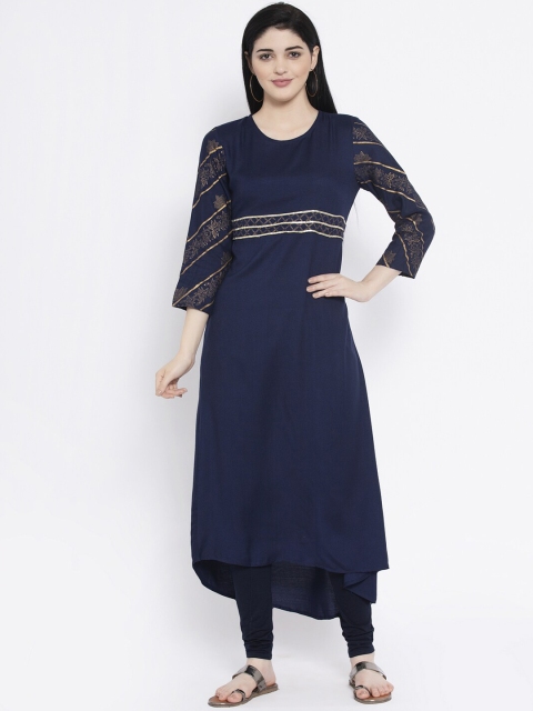

studio rasa Women Navy Blue Printed Kurta with Churidar