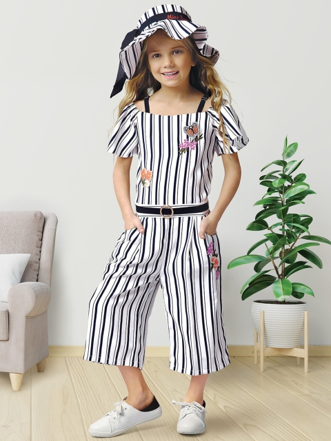

Peppermint Girls White & Black Striped Culotte Jumpsuit