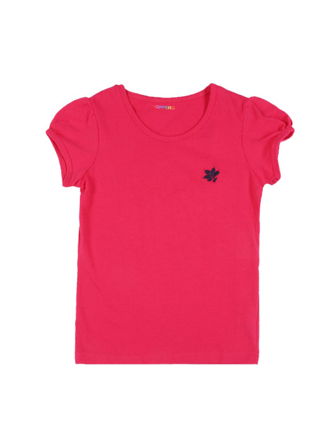 

POPPERS by Pantaloons Girls Fuchsia Solid Round Neck T-shirt