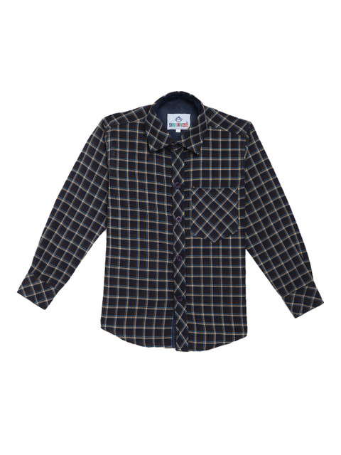 

Kidling Boys Navy Blue & Beige Classic Regular Fit Checked Casual Shirt