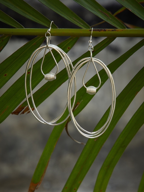 

ZeroKaata Silver-Plated Handcrafted Circular Drop Earrings