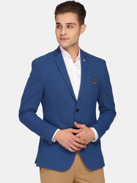 

Theme Men Blue Solid Super Slim-Fit Single-Breasted Party Blazer