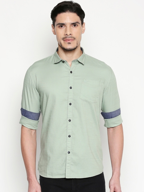 

L.A. SEVEN Men Green Slim Fit Solid Casual Shirt