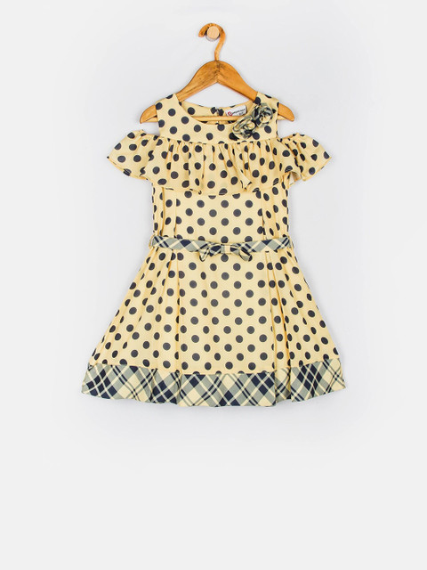 

Peppermint Girls Yellow Printed A-Line Dress with Hat