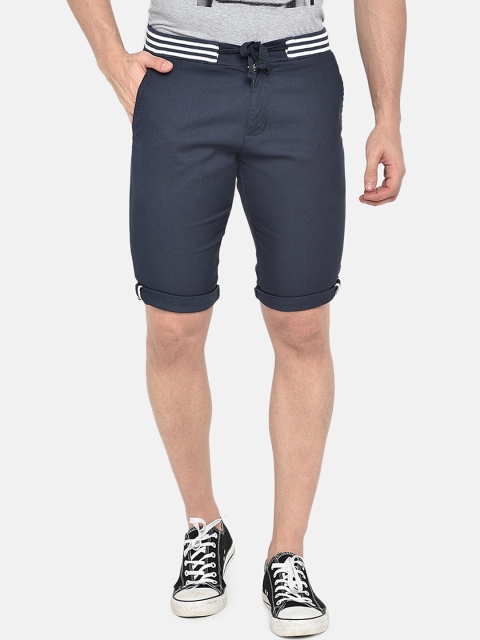 

beevee Men Navy Blue Solid Regular Fit Regular Shorts