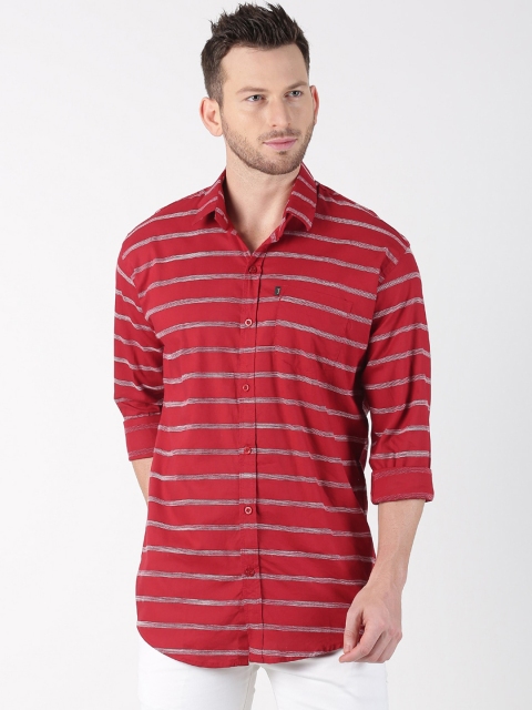 

LEVIZO Men Red & White Premium Classic Fit Striped Casual Shirt