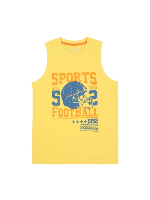 

POPPERS by Pantaloons Boys Yellow Printed Round Neck Pure Cotton T-shirt