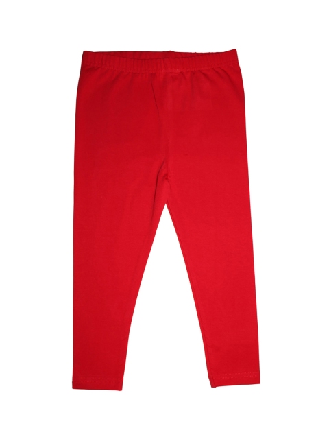 

KiddoPanti Girls Red Solid Ankle-Length Leggings