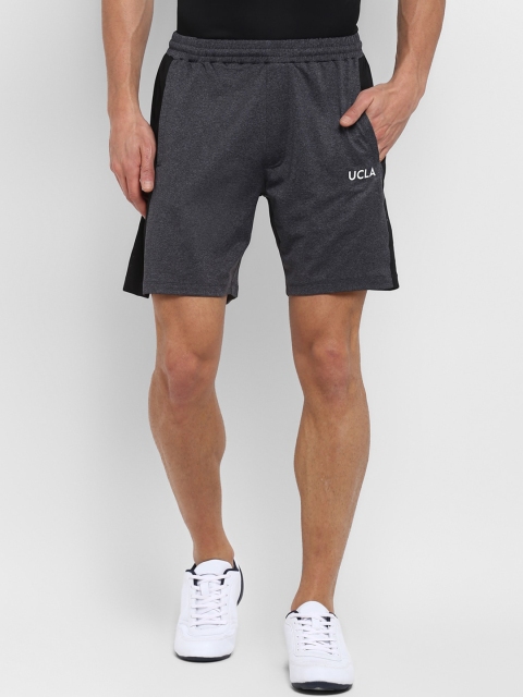 

UCLA Men Charcoal Grey & Black Colourblocked Sports Shorts