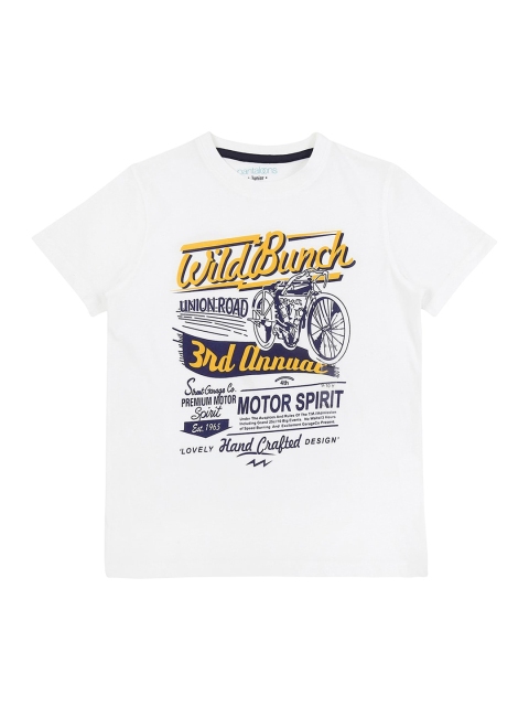 

POPPERS by Pantaloons Boys White Printed Round Neck Pure Cotton T-shirt