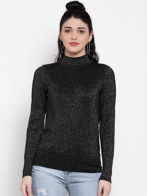 

Global Republic Women Black Self Design Pullover Sweater