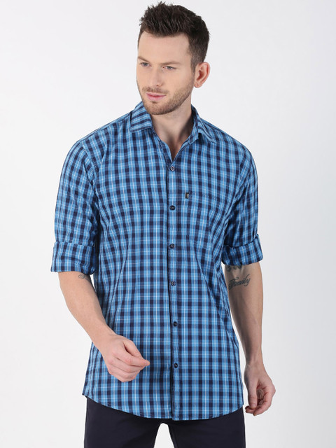 

LEVIZO Men Blue Premium Regular Fit Checked Casual Shirt