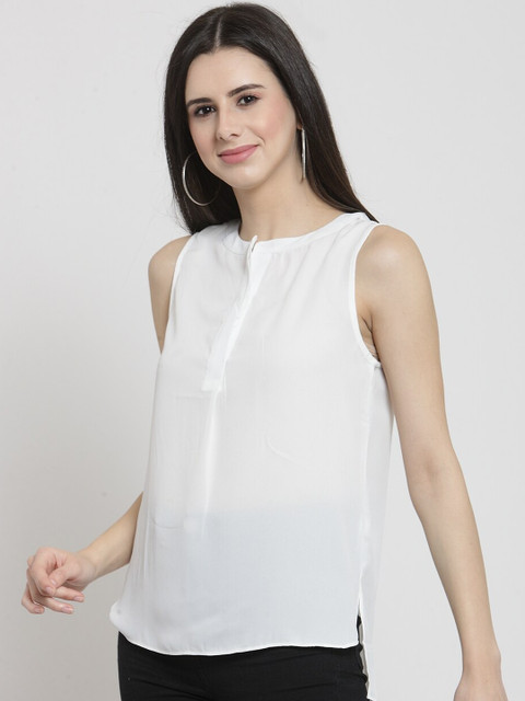 

Global Republic Women Off-White Solid High-Low Top