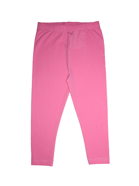 

KiddoPanti Girls Pink Solid Ankle-Length Leggings