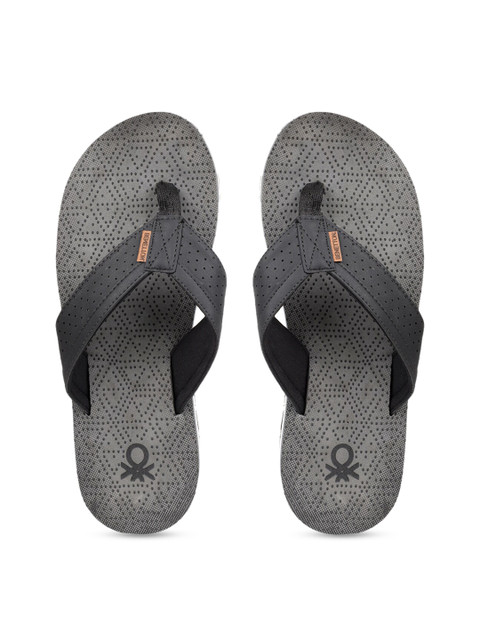 

United Colors of Benetton Men Grey Printed Thong Flip-Flops