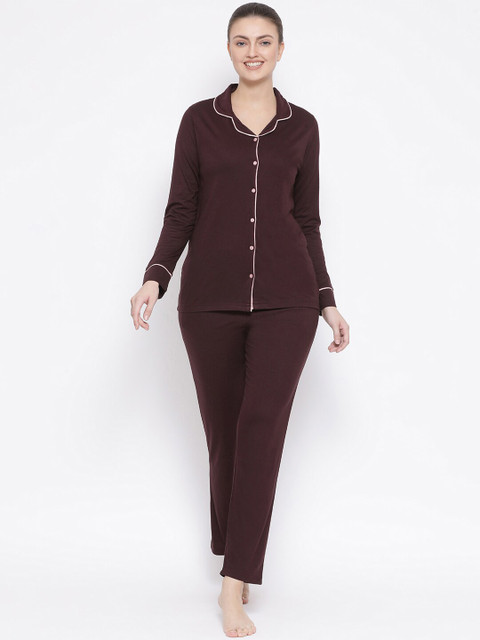 

Kanvin Women Brown Solid Night Suit MJKAW20437C