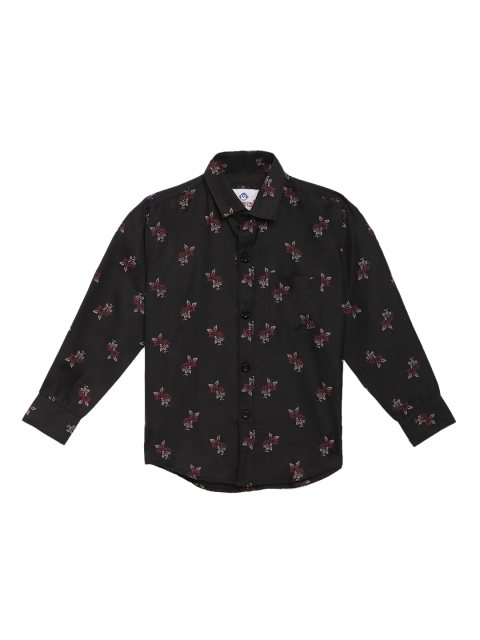 

Kidling Boys Black & Burgundy Classic Regular Fit Floral Print Casual Shirt