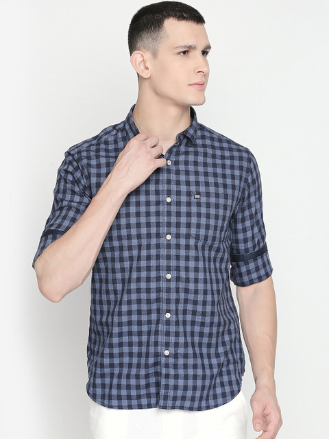 

BYFORD by Pantaloons Men Blue Slim Fit Checked Casual Shirt