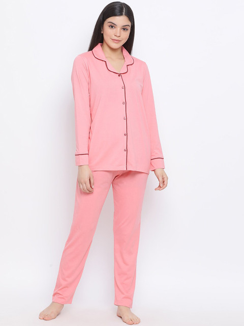 

Kanvin Women Pink Solid Night suit