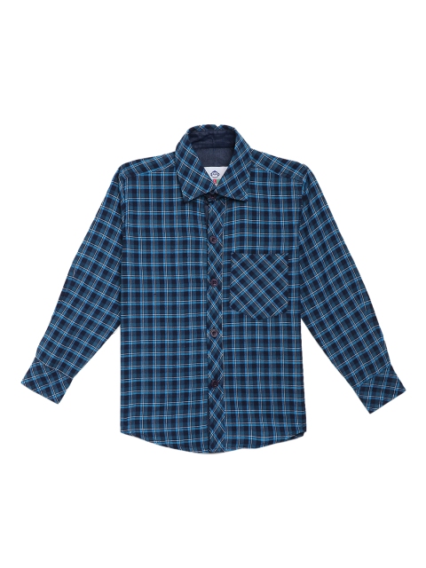 

Kidling Boys Blue & White Classic Fit Checked Casual Shirt