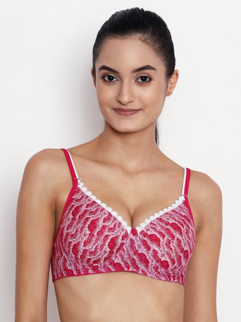 

ABELINO Pink & White Printed Non-Wired Lightly Padded T-shirt Bra FIZAPINK01