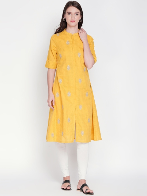

RANGMANCH BY PANTALOONS Women Yellow Printed A-Line Kurta
